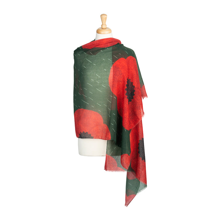 Green Poppy Pastures Scarf
