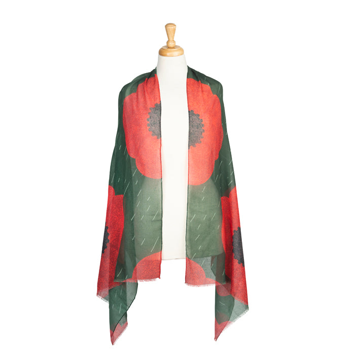 Green Poppy Pastures Scarf