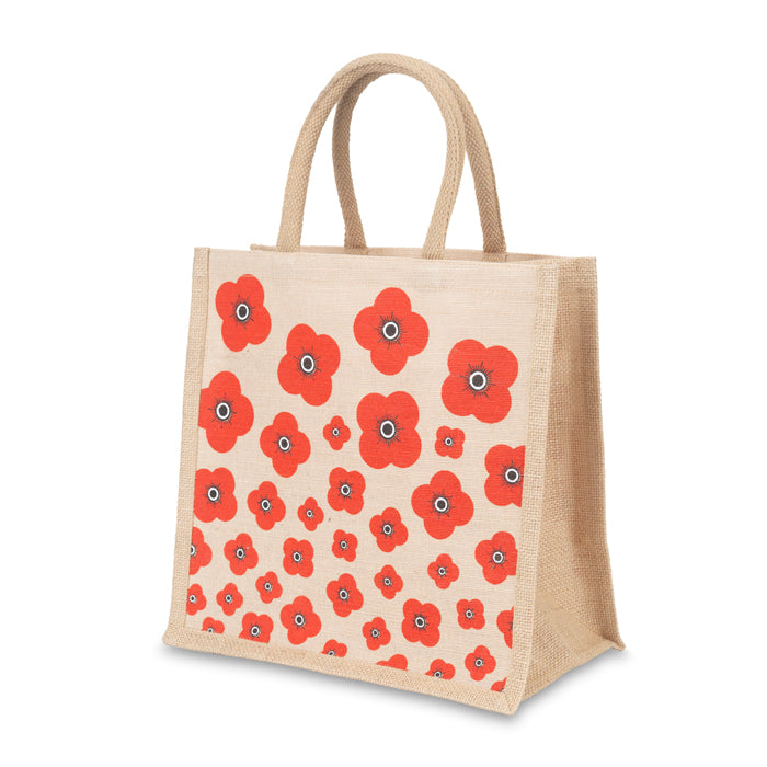 Falling Scottish Poppies Medium Jute Bag