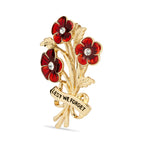 Lest We Forget Triple Poppy Crystal Centre Brooch