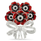 Elizabeth Bouquet Five-Poppy Crystal Bow Brooch