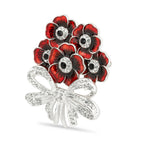 Elizabeth Bouquet Five-Poppy Crystal Bow Brooch
