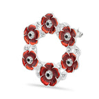 Crystal Poppy Wreath Brooch