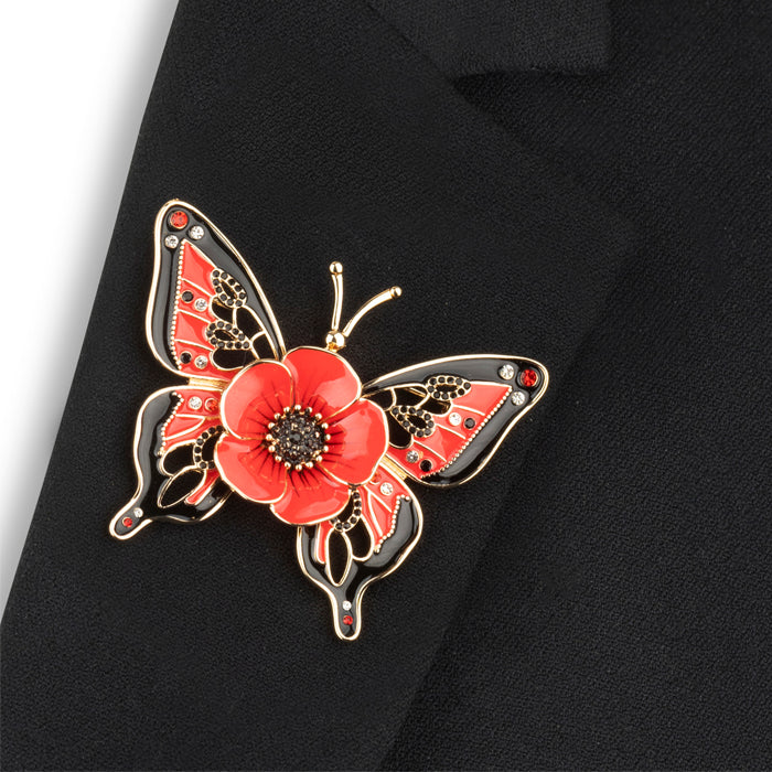 Poppy and Butterfly Brooch