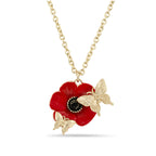 Poppy and Butterfly Necklace
