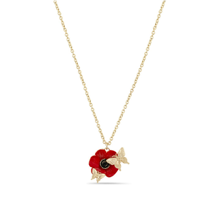 Poppy and Butterfly Necklace