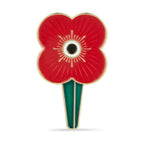 Ridged Poppy Lapel Badge with Stem