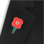 Ridged Poppy Lapel Badge with Stem