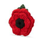Multi-Petal Crochet Poppy Brooch with Leaf