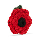 Multi-Petal Crochet Poppy Brooch with Leaf