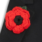 Multi-Petal Crochet Poppy Brooch with Leaf