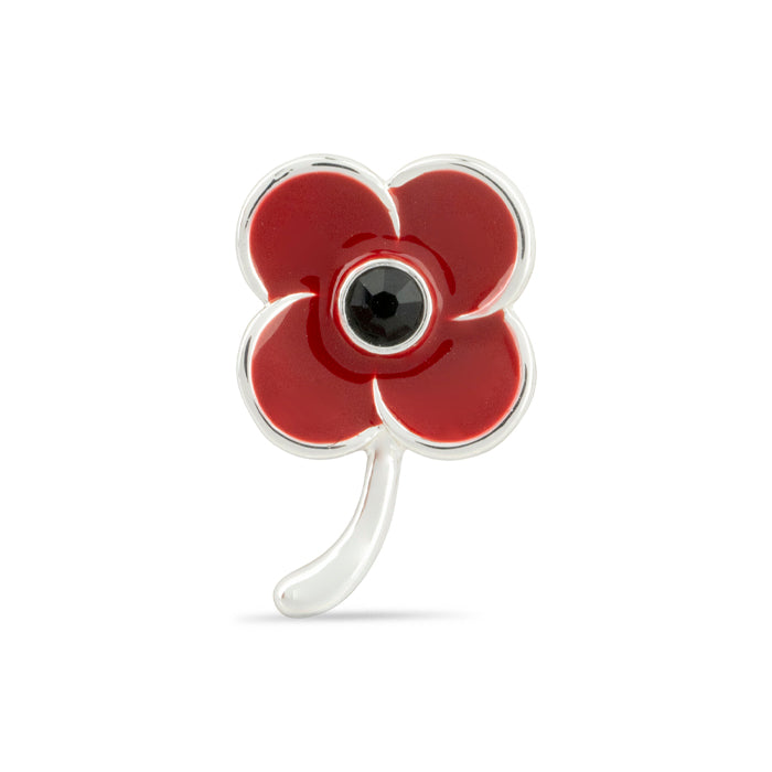 Crystal Jet Centre Poppy Pin