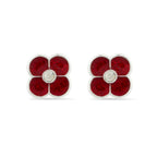 Glitter with Crystal Centre Poppy Earrings