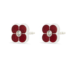 Glitter with Crystal Centre Poppy Earrings