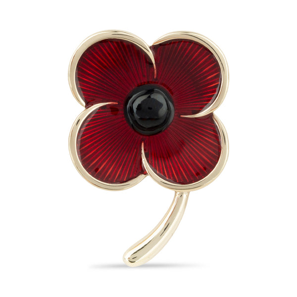 Flanders Field Poppy Brooch in Gold Tone