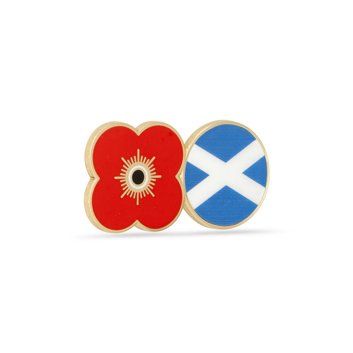 Saltire Flag Poppy Pin