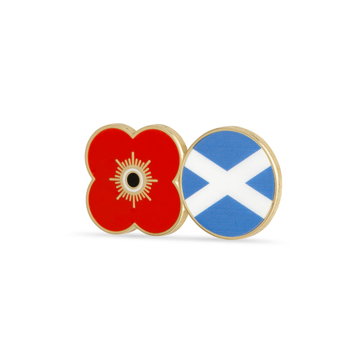 Saltire Flag Poppy Pin