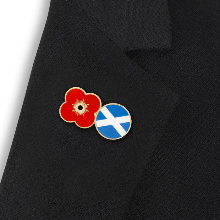 Saltire Flag Poppy Pin