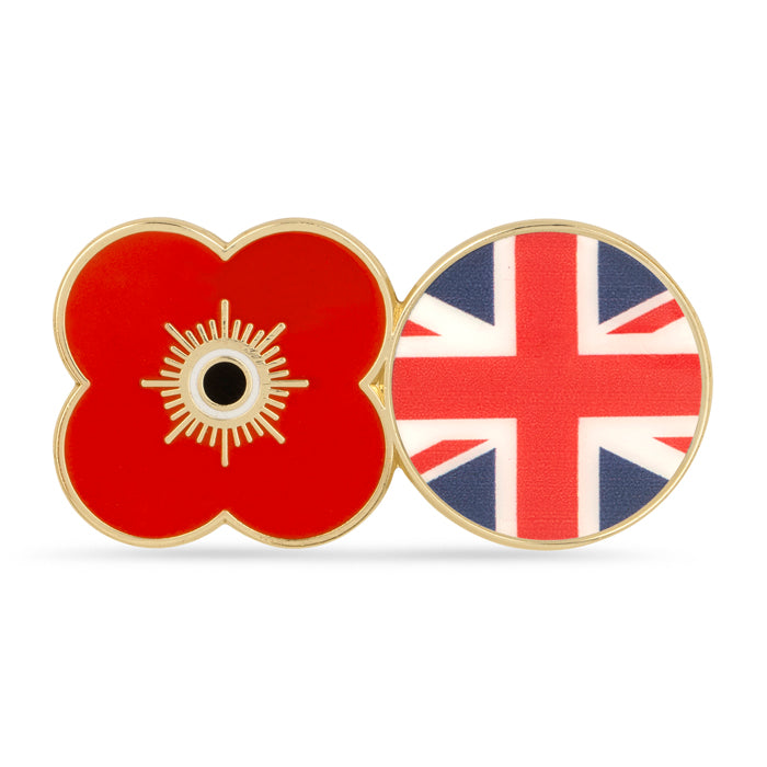 Union Jack Flag Poppy Pin