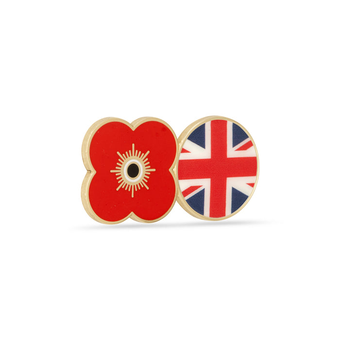 Union Jack Flag Poppy Pin