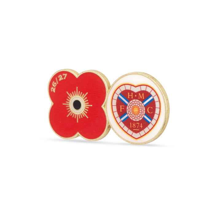 Hearts Poppy Football Pin 2026/27